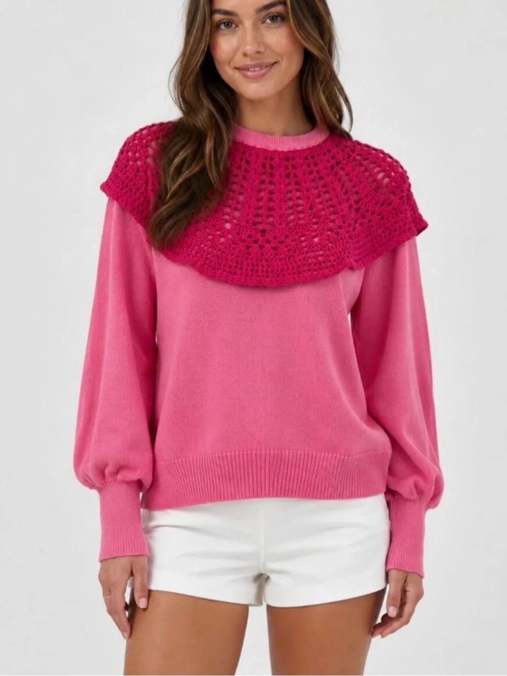 New Tuckernuck NWT Crochet Bettina Long Sleeve Sweater Petunia Women’s Size XS